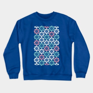 Mod flower pattern (blue, white and pink) Crewneck Sweatshirt